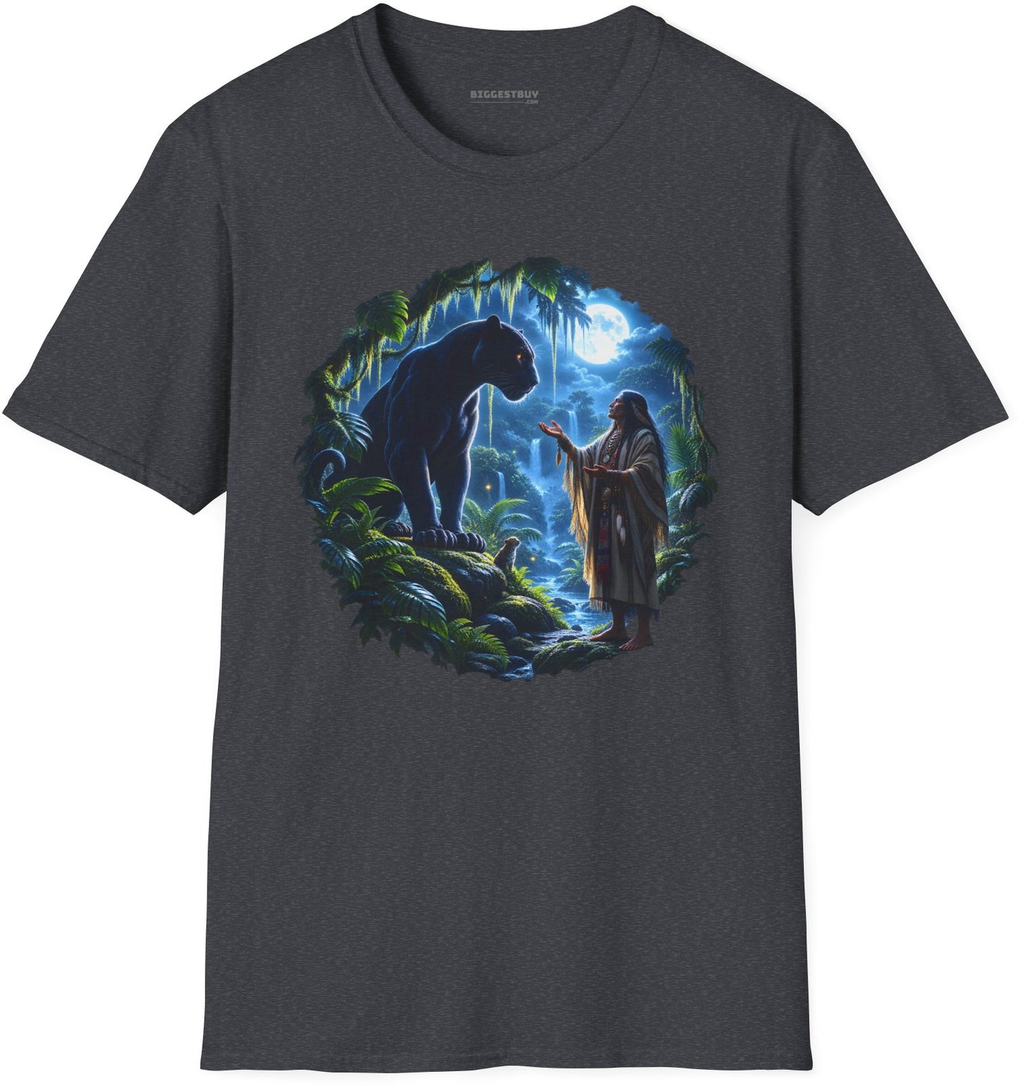 Feline Oracle - Softstyle T-Shirt in Dark Heather Grey, front view