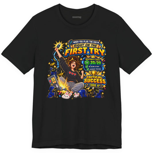 First Try - Classic Jersey Tee in Black, front view