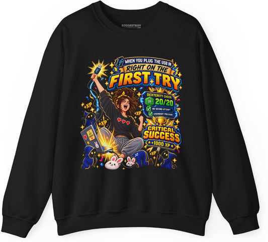 First Try - Crewneck Sweatshirt in Black, front view
