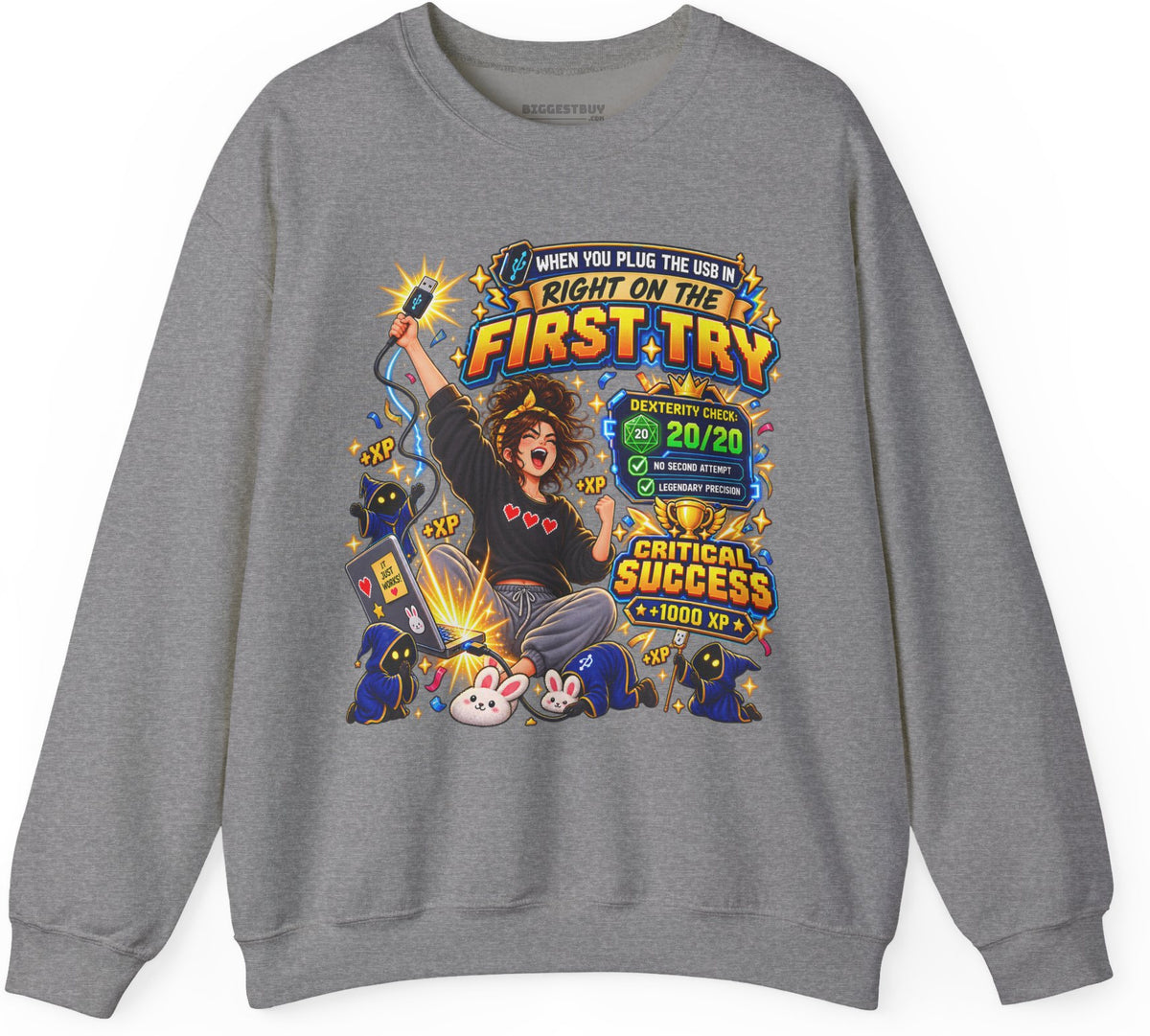 First Try - Crewneck Sweatshirt in Graphite Heather, front view