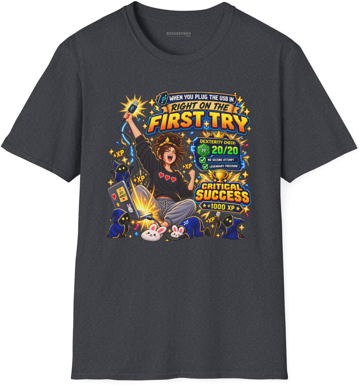 First Try - Softstyle T-Shirt in Dark Heather Grey, front view
