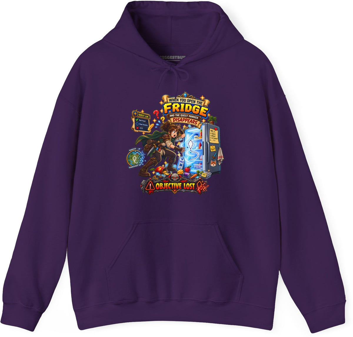 Fridge Fiasco - Pullover Hoodie in Purple, front view