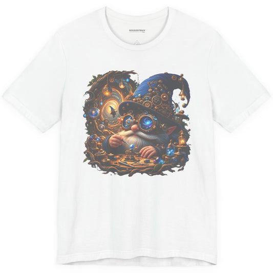 Galactic Gnome - Classic Jersey Tee in White, front view
