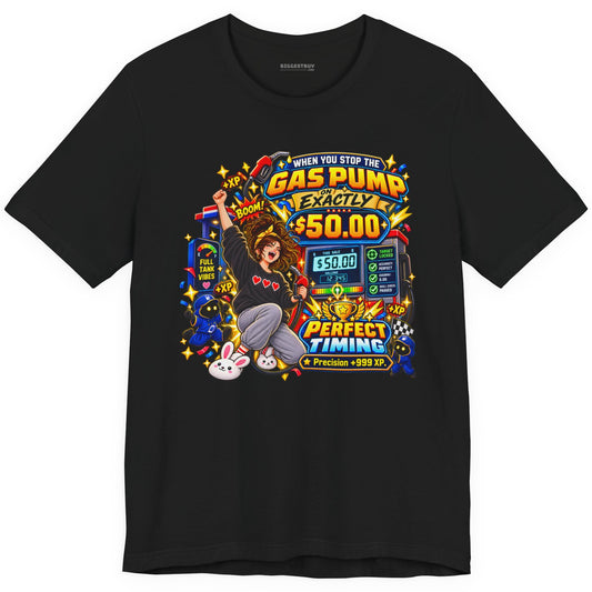 Gas Stop - Classic Jersey Tee in Black, front view