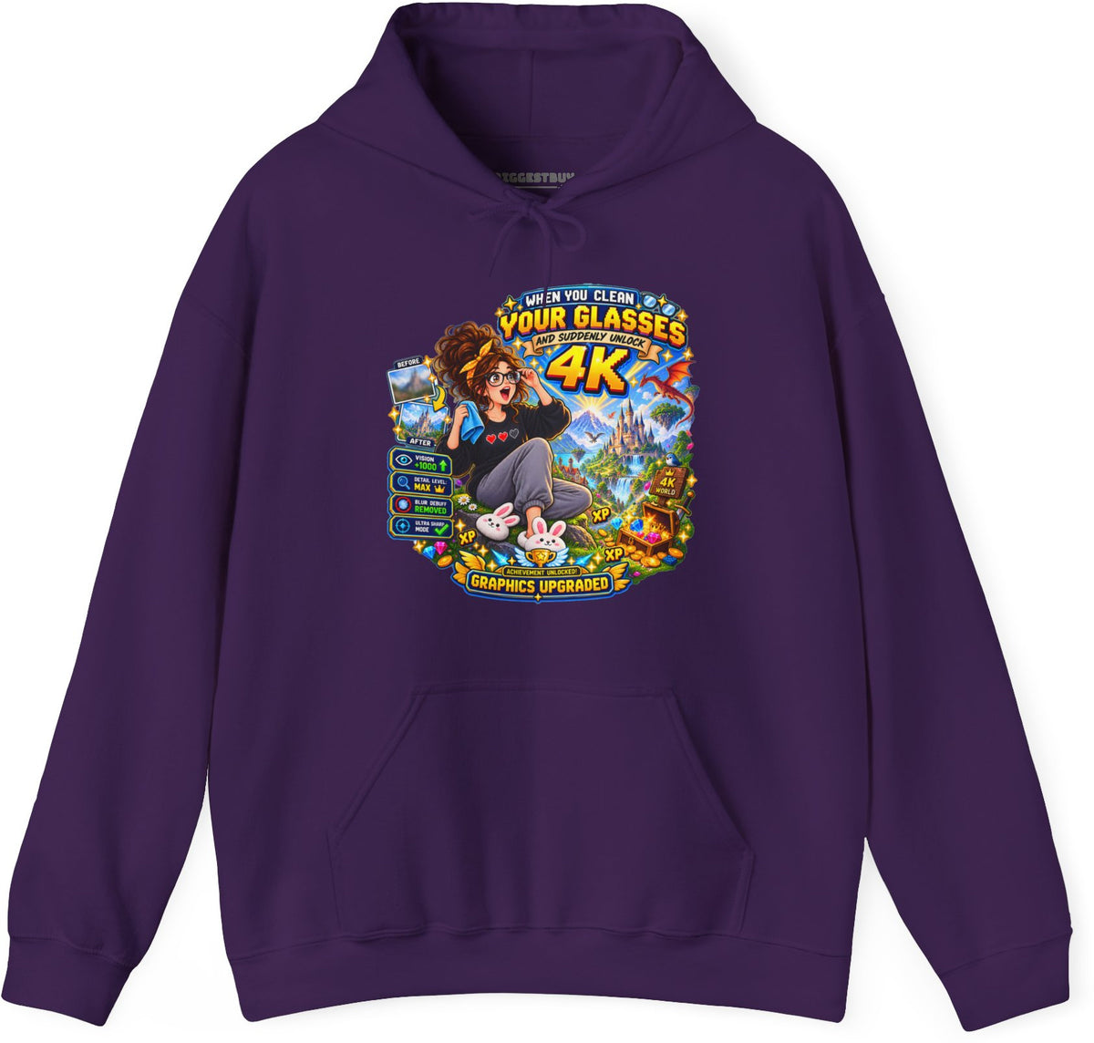 Glasses Galaxy - Pullover Hoodie in Purple, front view