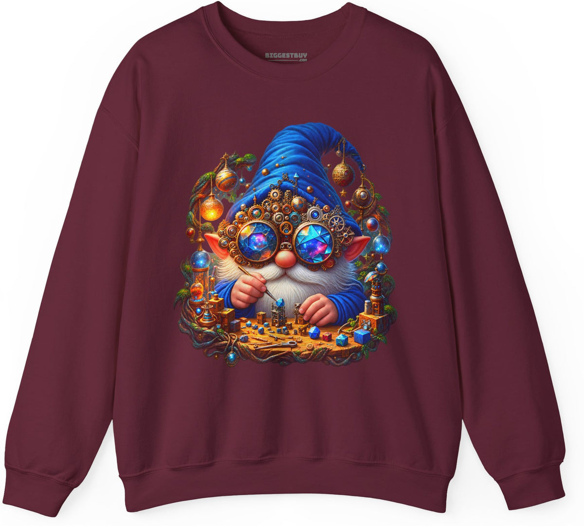 Gnome Of - Crewneck Sweatshirt in Maroon, front view