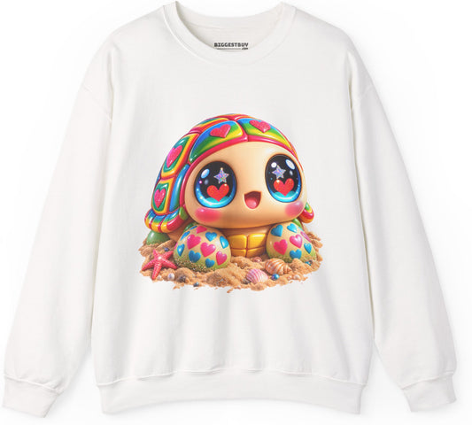 Heart-Tastic Shellie - Crewneck Sweatshirt in White, front view