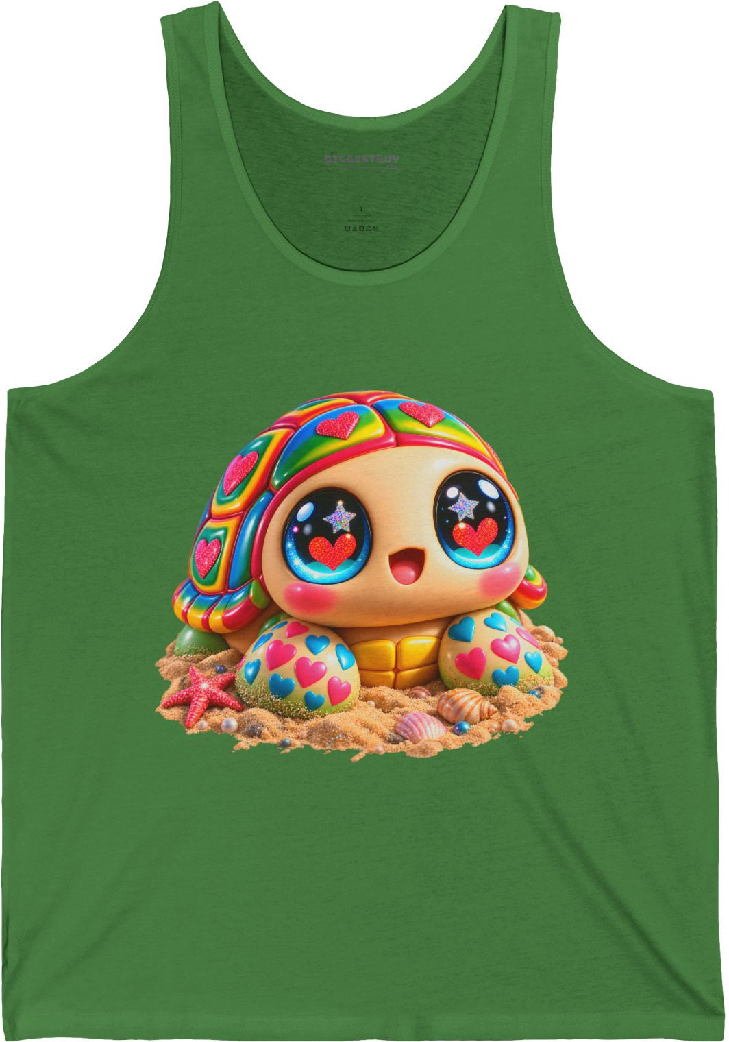 Heart-Tastic Shellie - Jersey Tank Top in Leaf, front view