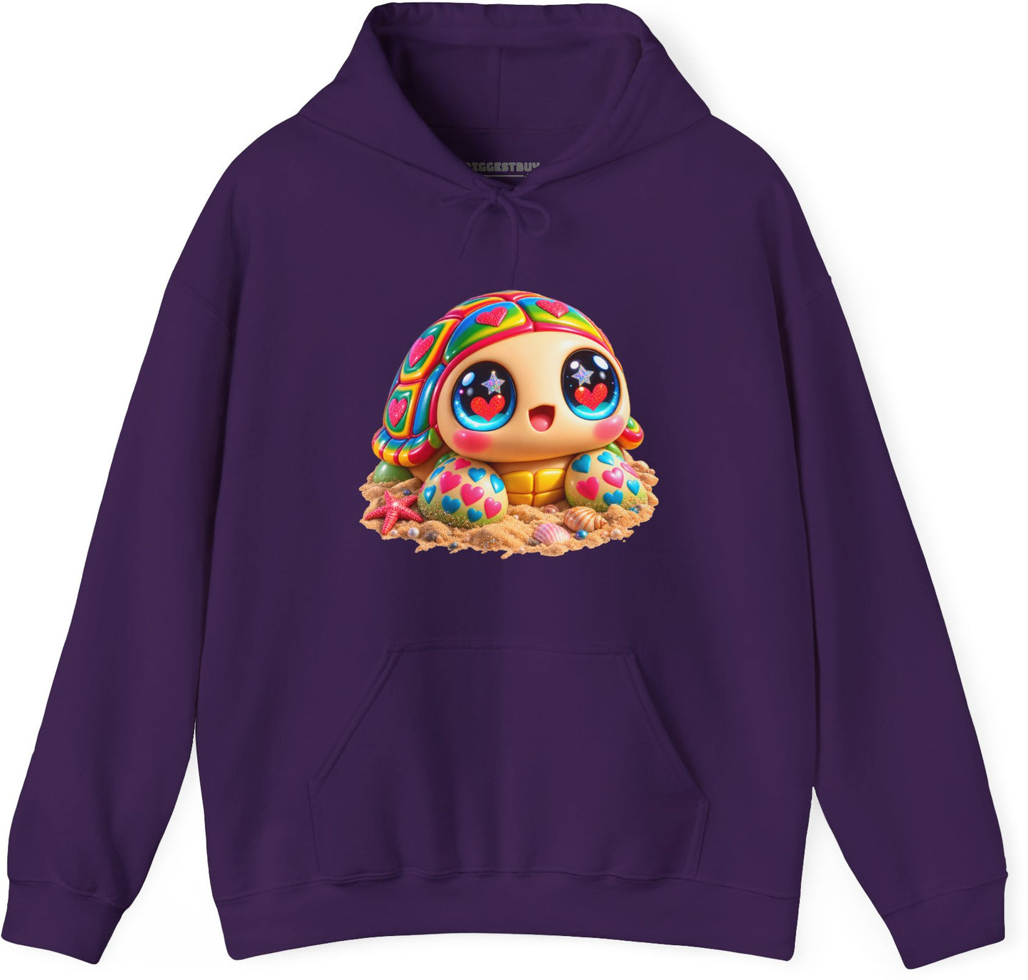 Heart-Tastic Shellie - Pullover Hoodie in Purple, front view
