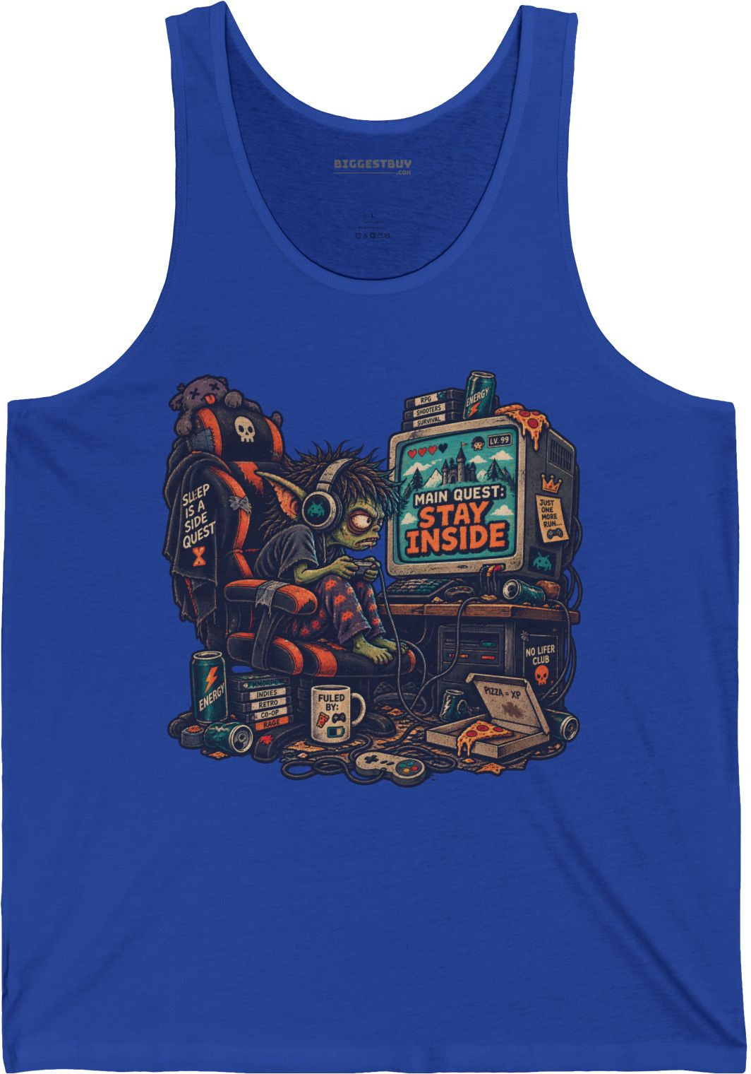Indoor Quest - Jersey Tank Top in True Royal, front view