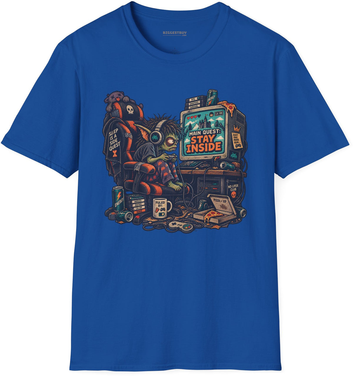 Indoor Quest - Softstyle T-Shirt in Royal, front view