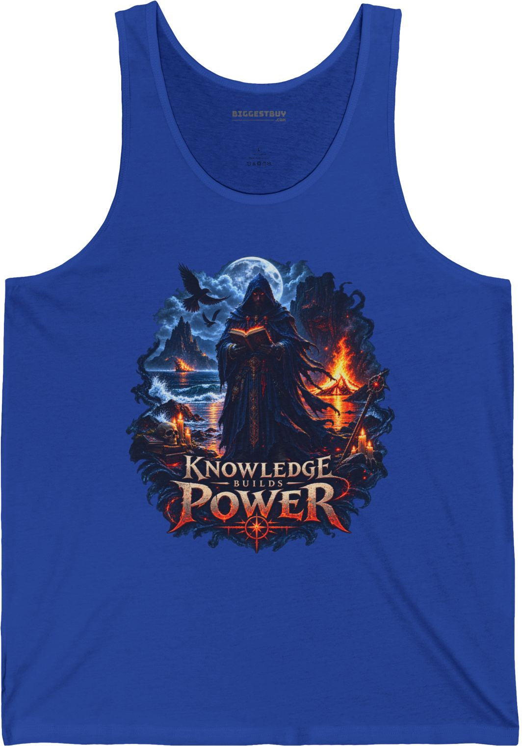 Knowledge Power - Jersey Tank Top in True Royal, front view