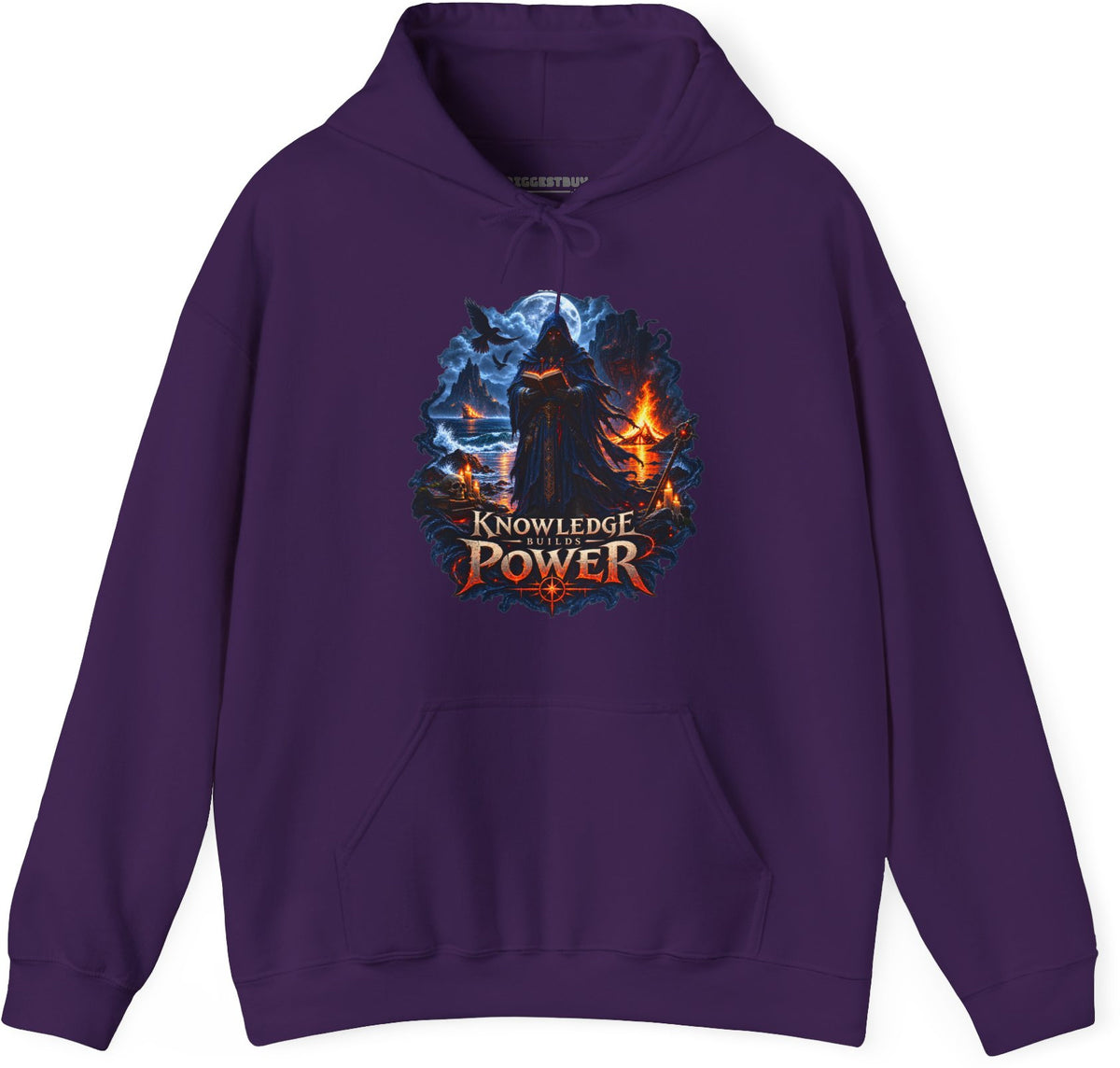Knowledge Power - Pullover Hoodie in Purple, front view