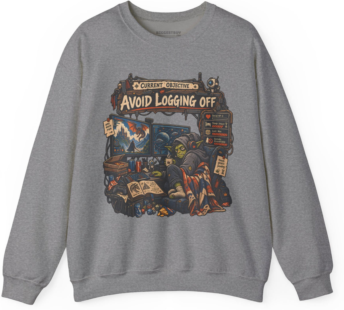Logoff Dodge - Crewneck Sweatshirt in Graphite Heather, front view