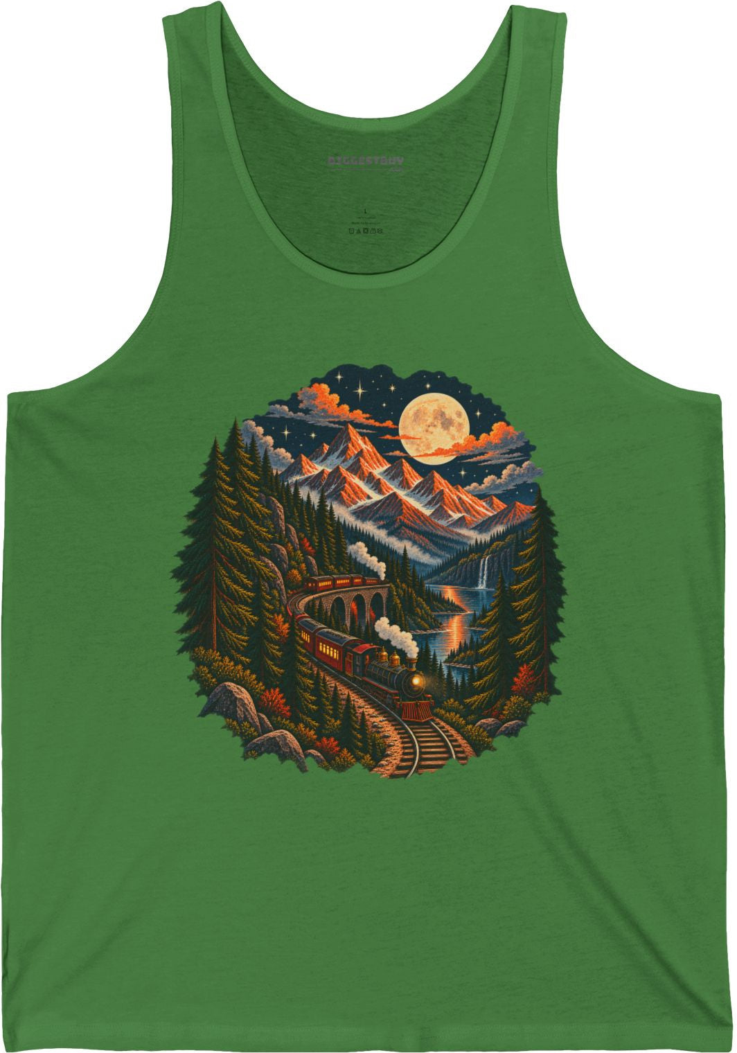 Midnight Rails - Jersey Tank Top in Leaf, front view