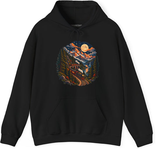 Midnight Rails - Pullover Hoodie in Black, front view