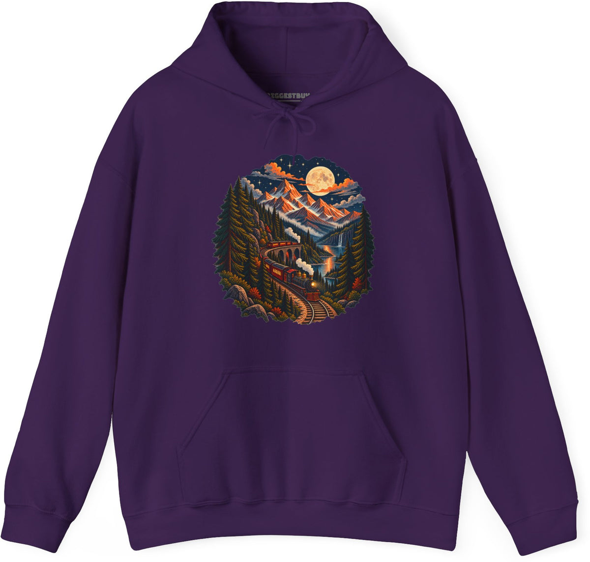 Midnight Rails - Pullover Hoodie in Purple, front view