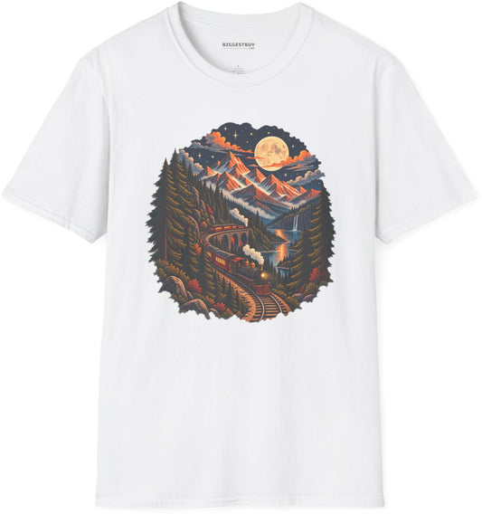 Midnight Rails - Softstyle T-Shirt in White, front view