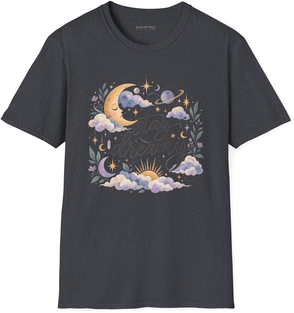 Moonlit Dreams - Softstyle T-Shirt in Dark Heather Grey, front view