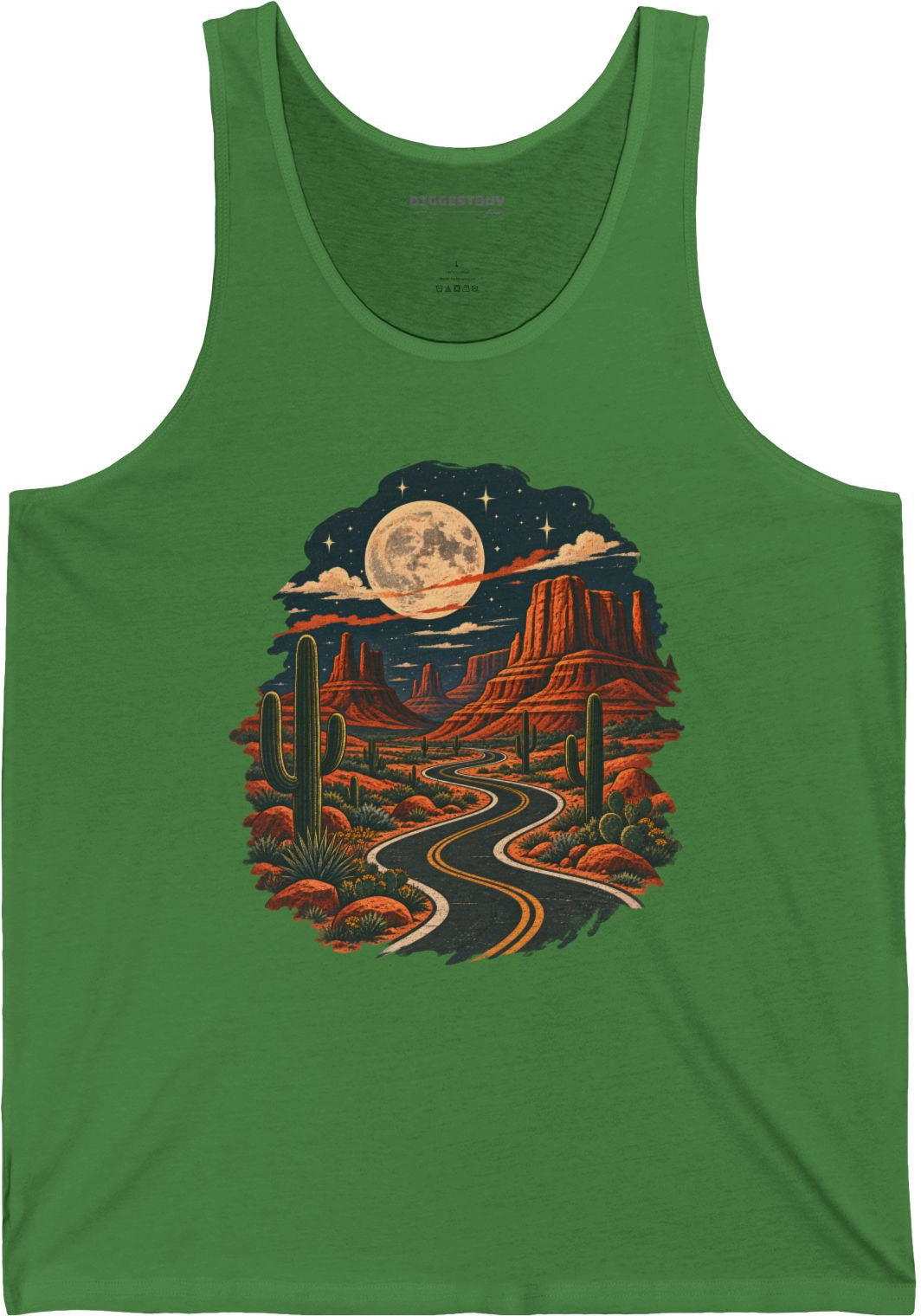 Moonlit Drive - Jersey Tank Top in Leaf, front view