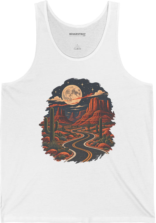 Moonlit Drive - Jersey Tank Top in White, front view