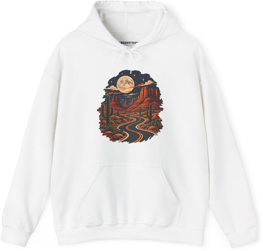 Moonlit Drive - Pullover Hoodie in White, front view