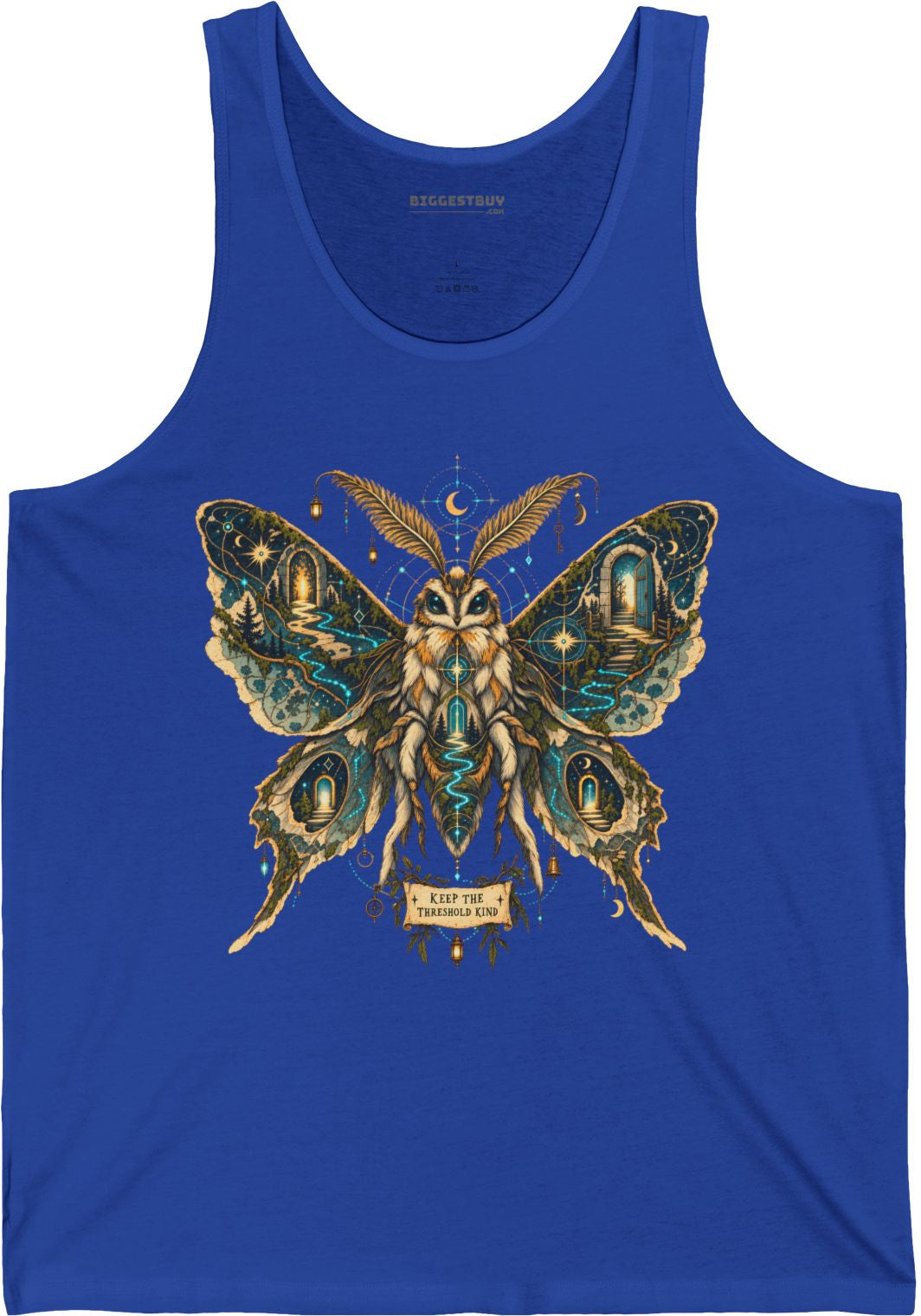 Moth Mystique - Jersey Tank Top in True Royal, front view