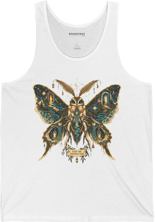 Moth Mystique - Jersey Tank Top in White, front view