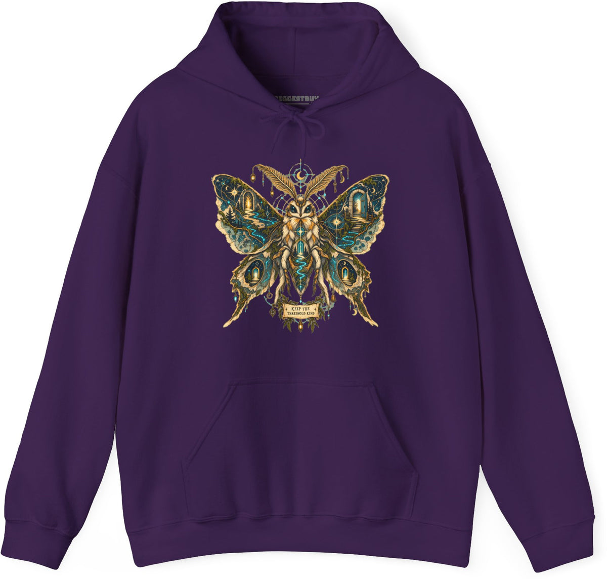 Moth Mystique - Pullover Hoodie in Purple, front view