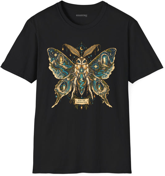 Moth Mystique - Softstyle T-Shirt in Black, front view