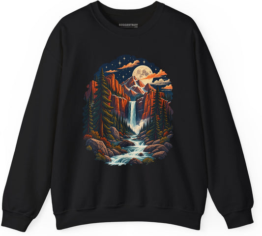 Mystic Peaks - Crewneck Sweatshirt in Black, front view