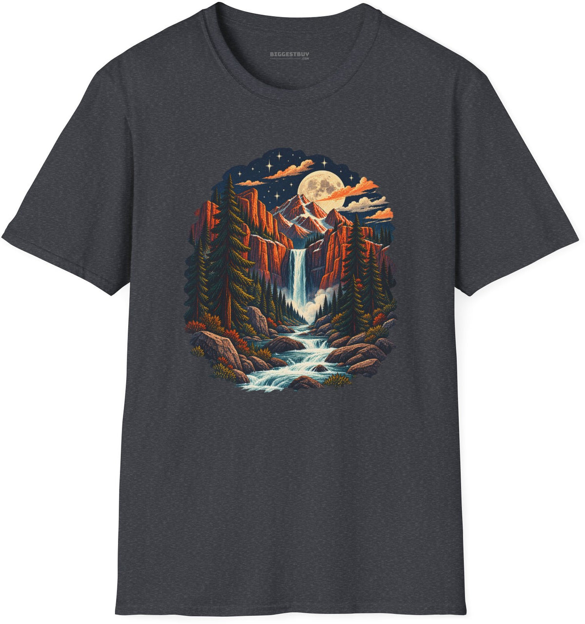 Mystic Peaks - Softstyle T-Shirt in Dark Heather Grey, front view