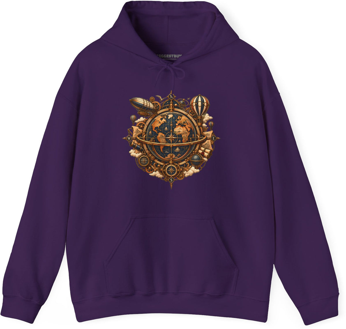 Nautical Nexus - Pullover Hoodie in Purple, front view