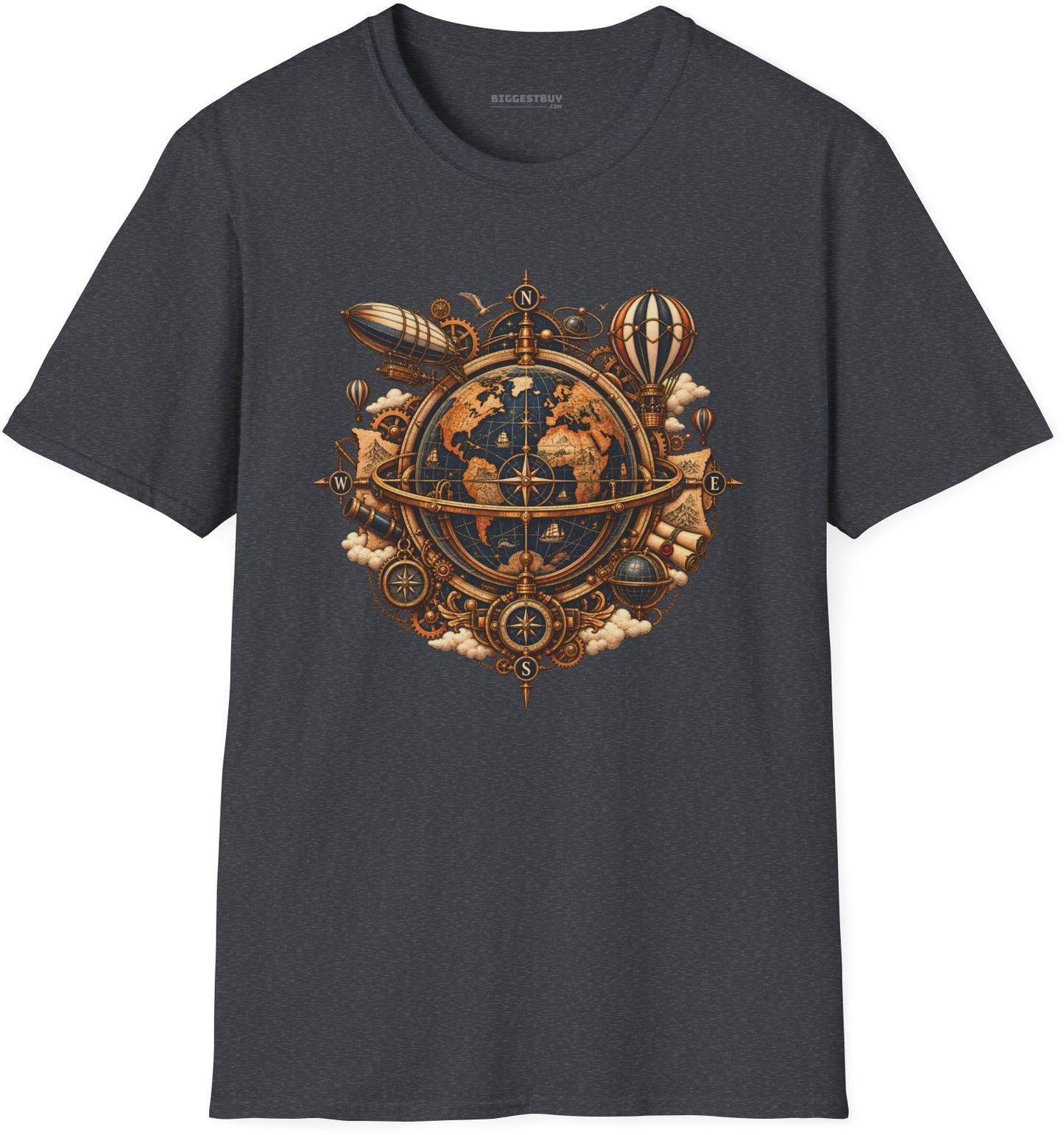Nautical Nexus - Softstyle T-Shirt in Dark Heather Grey, front view