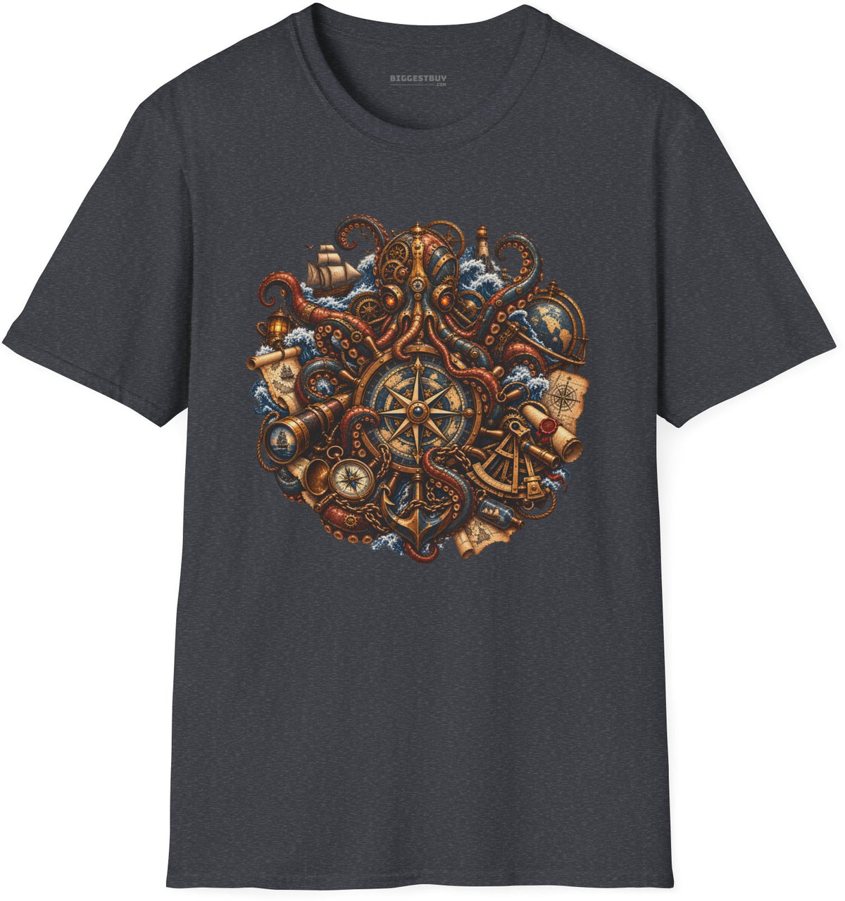 Nautical Nonsense - Softstyle T-Shirt in Dark Heather Grey, front view
