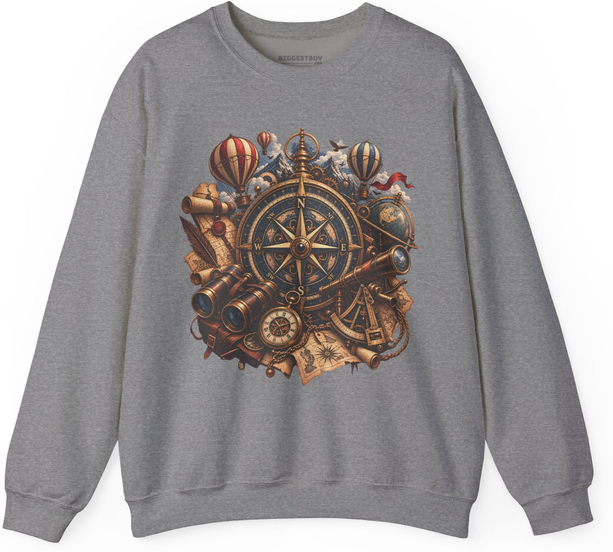 Navigatin Nostalgia - Crewneck Sweatshirt in Graphite Heather, front view