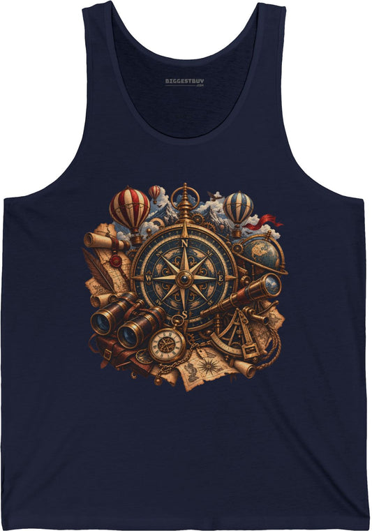 Navigatin Nostalgia - Jersey Tank Top in Navy, front view
