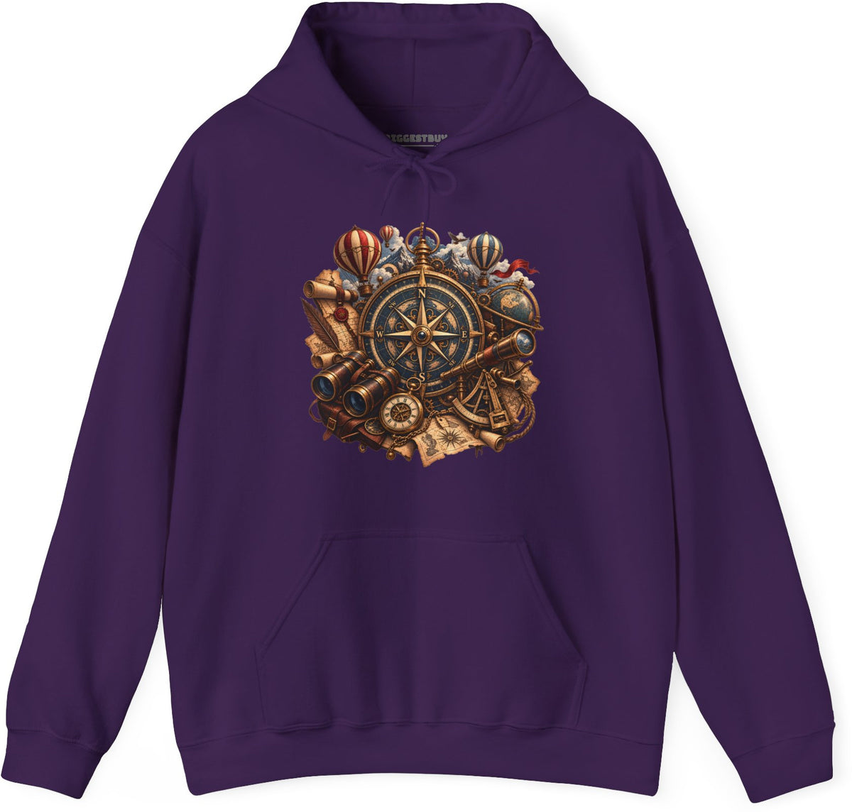 Navigatin Nostalgia - Pullover Hoodie in Purple, front view