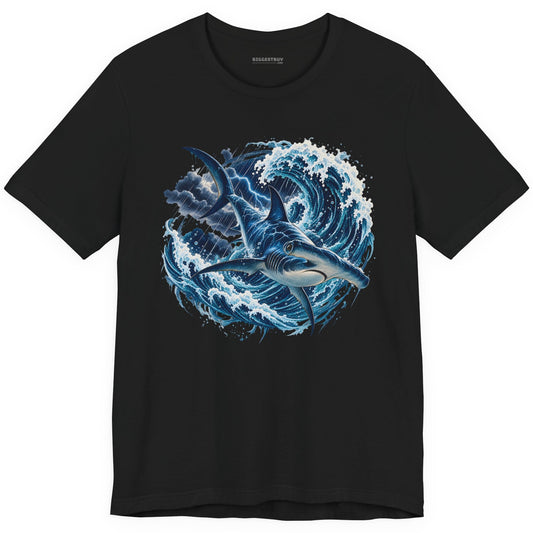 Oceanic Roar - Classic Jersey Tee in Black, front view