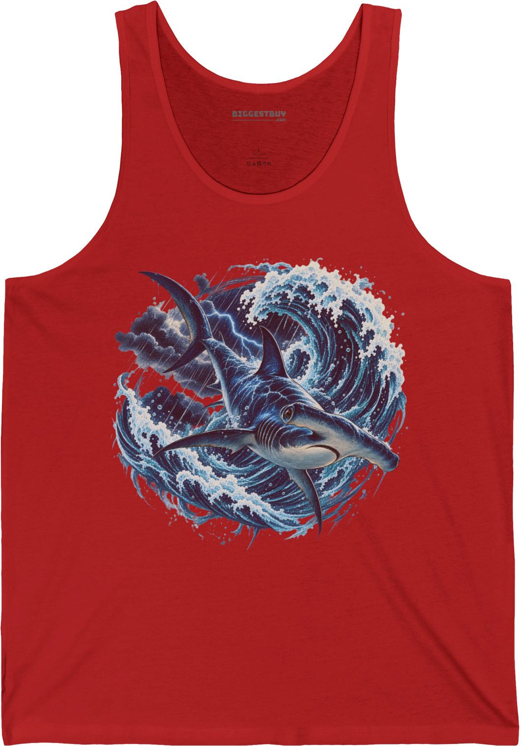 Oceanic Roar - Jersey Tank Top in Red, front view