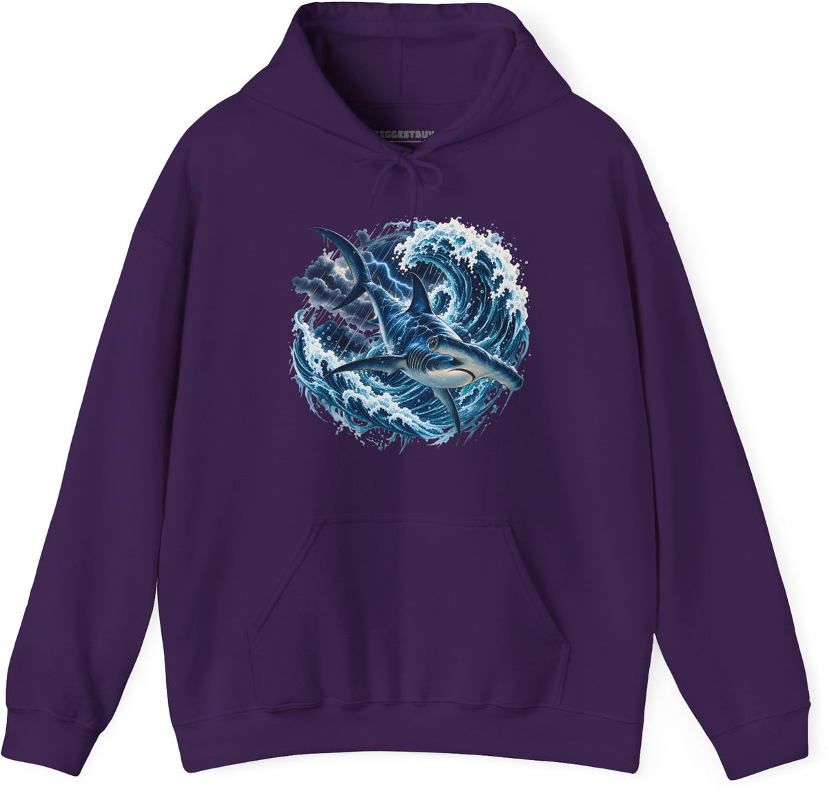Oceanic Roar - Pullover Hoodie in Purple, front view