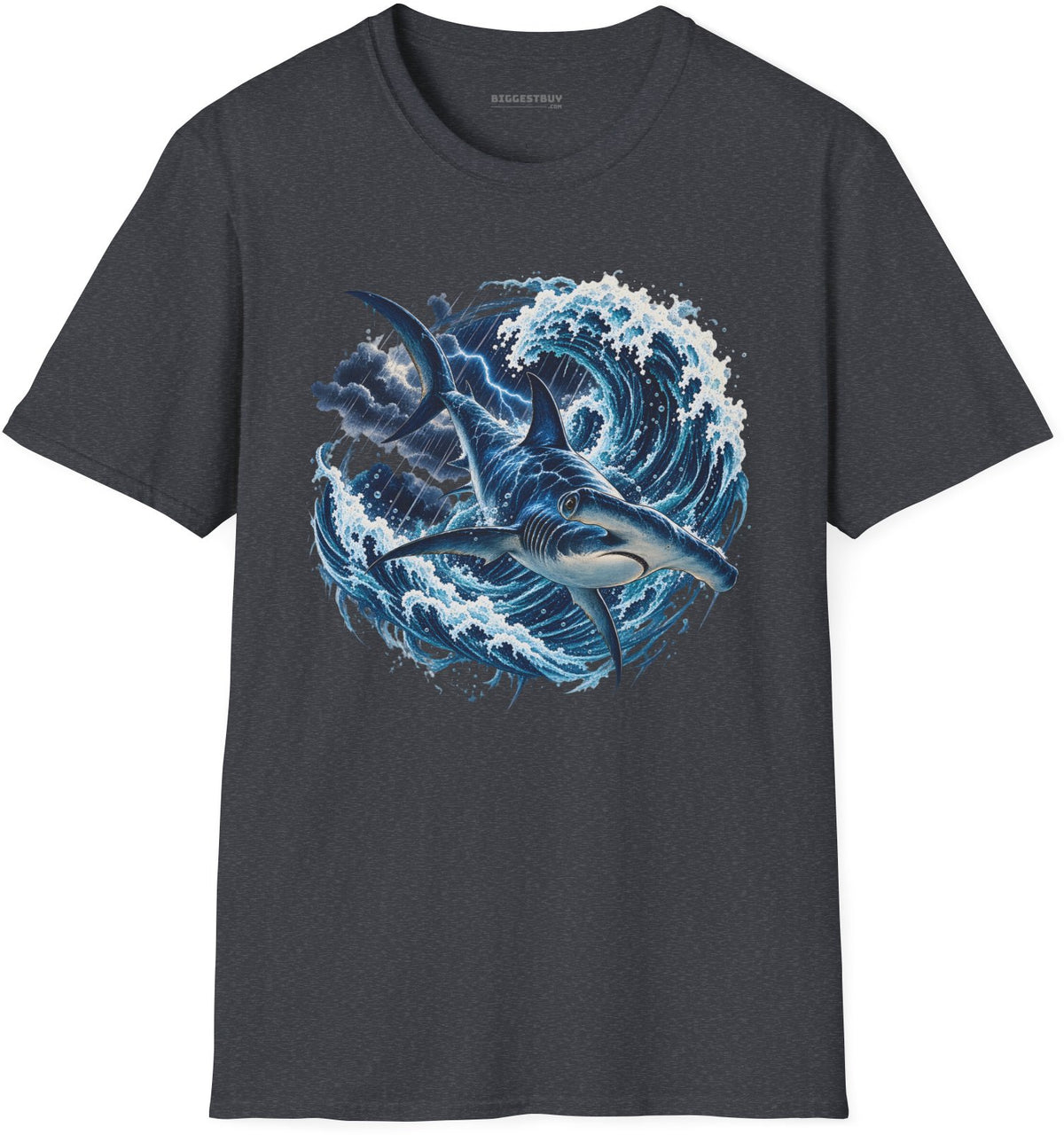 Oceanic Roar - Softstyle T-Shirt in Dark Heather Grey, front view