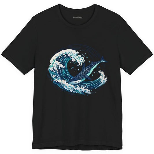 Oceans Splash - Classic Jersey Tee in Black, front view