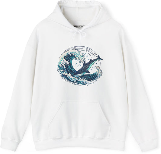 Oceans Splash - Pullover Hoodie in White, front view