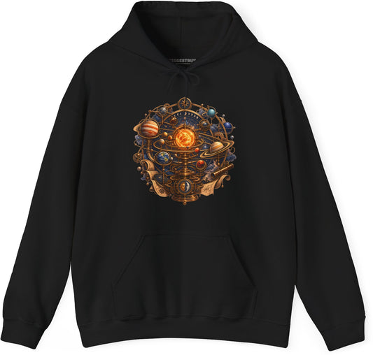 Orbital Opulence - Pullover Hoodie in Black, front view