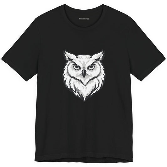 Owl Watch - Classic Jersey Tee in Black, front view