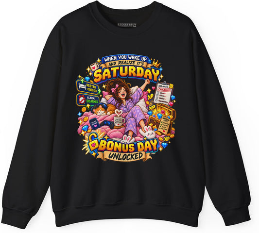 Pajama Party - Crewneck Sweatshirt in Black, front view