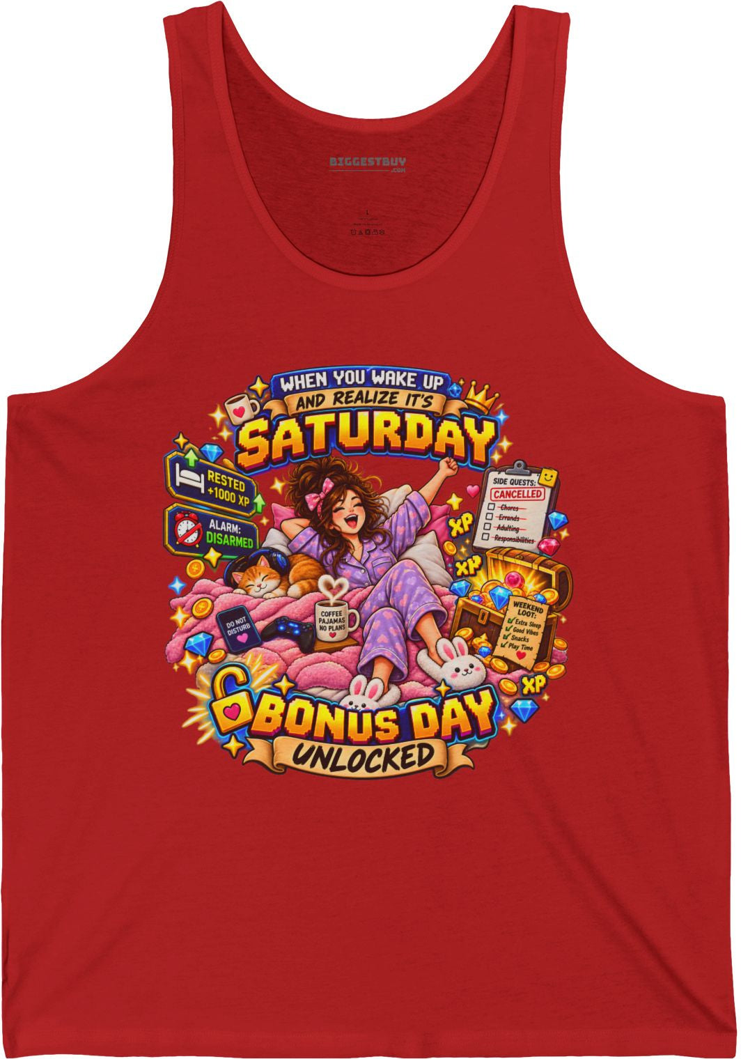 Pajama Party - Jersey Tank Top in Red, front view
