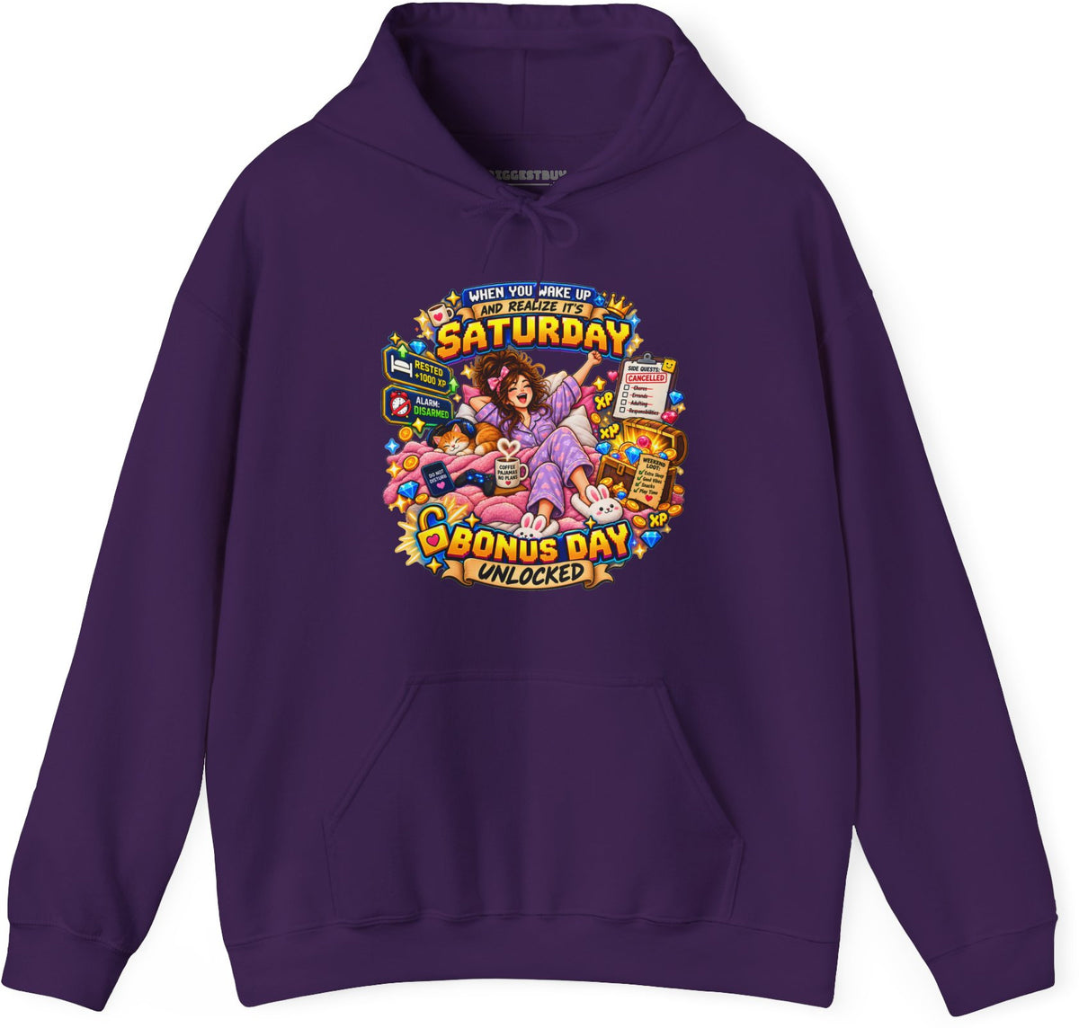 Pajama Party - Pullover Hoodie in Purple, front view