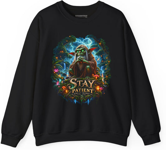 Patient Goblin - Crewneck Sweatshirt in Black, front view